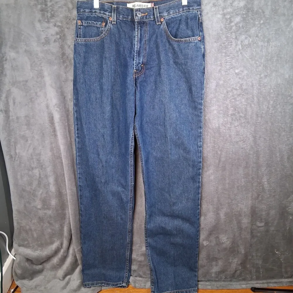 Vtg Y2K Levis 550 Relax Fit Mens 33x34 Dark Wash Straight Leg Inseam‎ 33.5